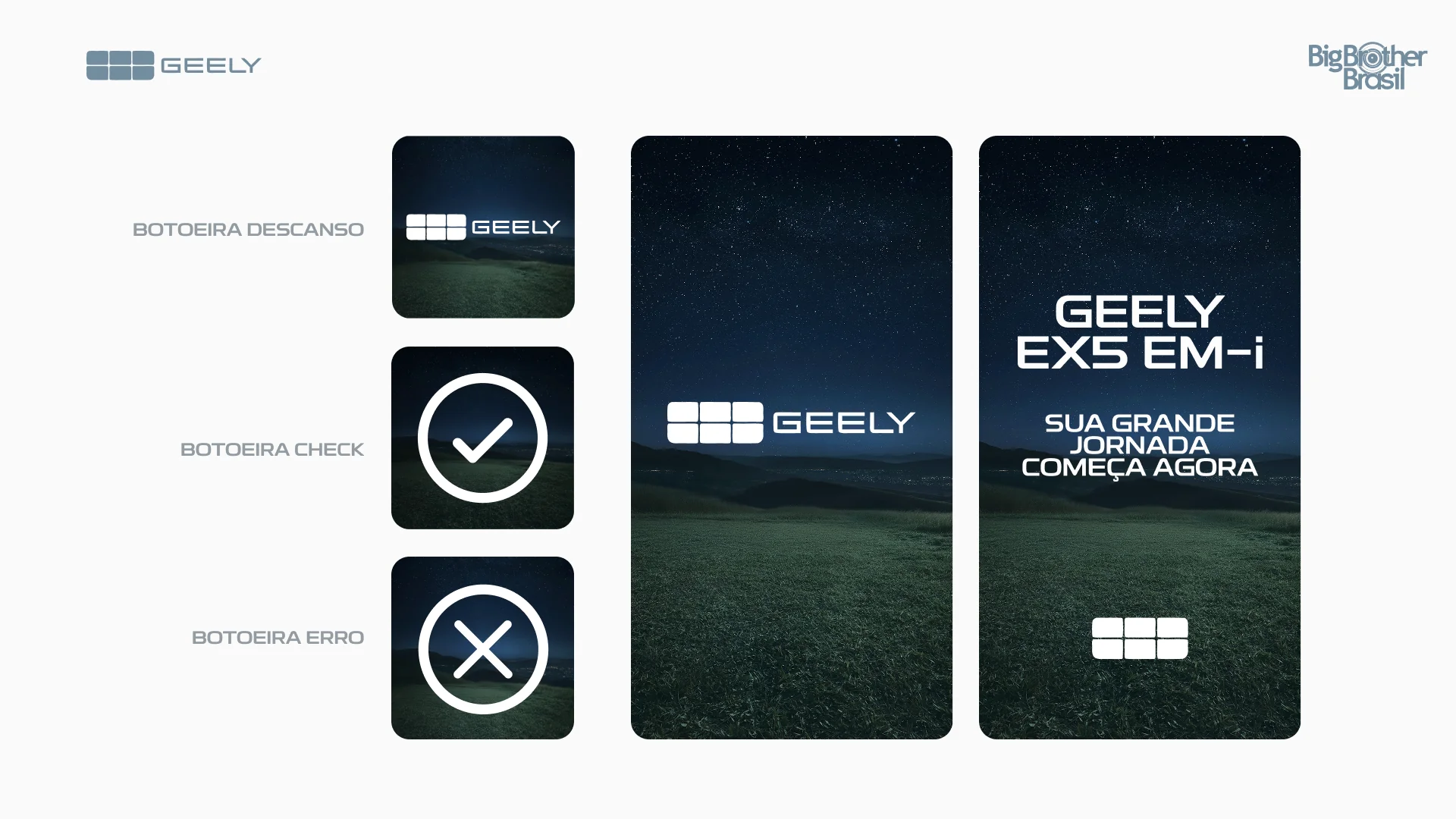 Geely: tela 1 do projeto Prova do Líder e Prova do Finalista